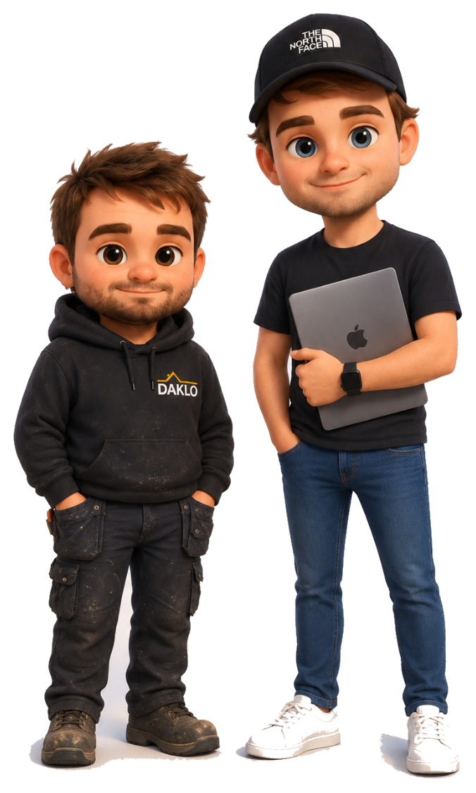 Lorenzo, dakwerker, en Silvio, developer